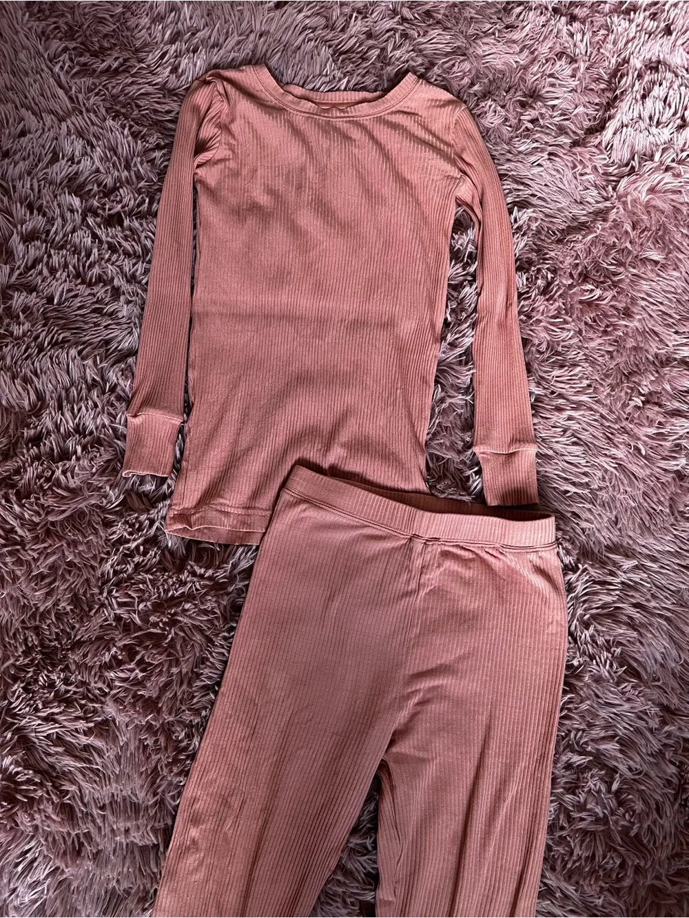 Little Sleepies Clay Ribbed Long Sleeve & Pants Pajama Set 7/8 Years VGUC